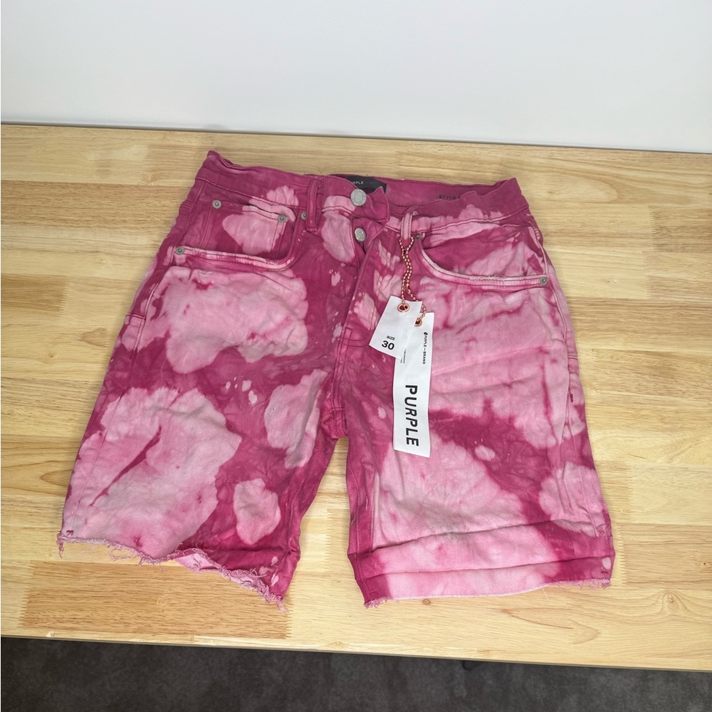 Men's Pink Tie-Dye Jean Shorts